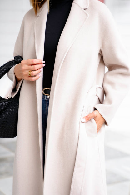 Wool Blend Long Sleeve Trench Coat