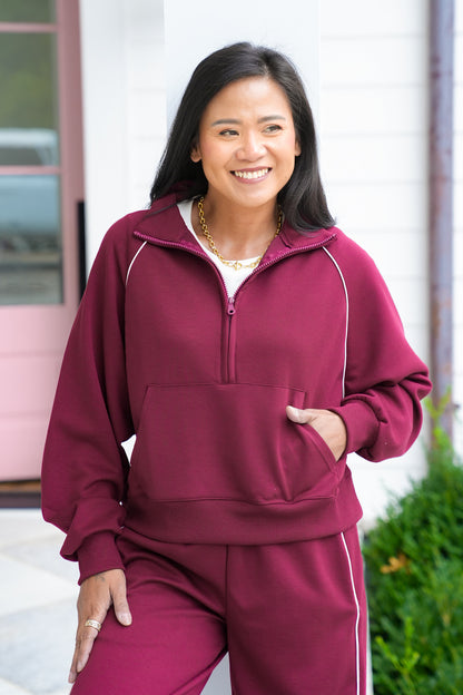 Solid Long Sleeve Half-Zip Top