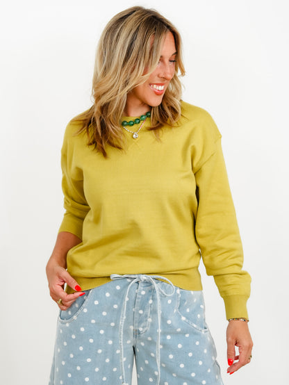 Solid Long Sleeve Crew Neck Pullover Sweater