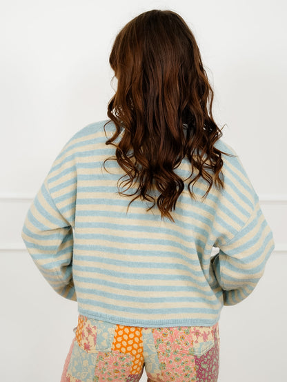 Striped Long Sleeve Button Down Cardigan