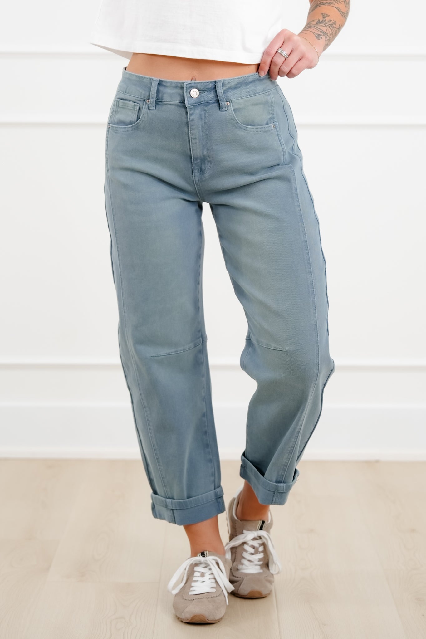 Door Buster! Zenana Barrel Leg Cropped Color Denim Pants