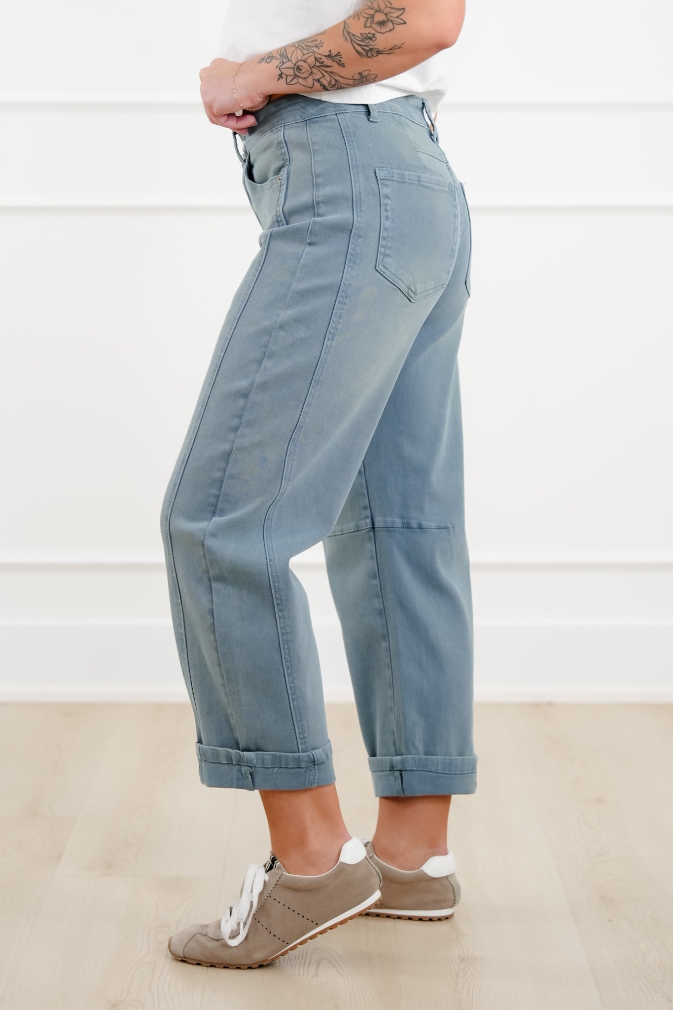 Door Buster! Zenana Barrel Leg Cropped Color Denim Pants