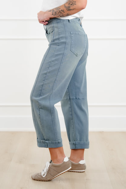 Door Buster! Zenana Barrel Leg Cropped Color Denim Pants