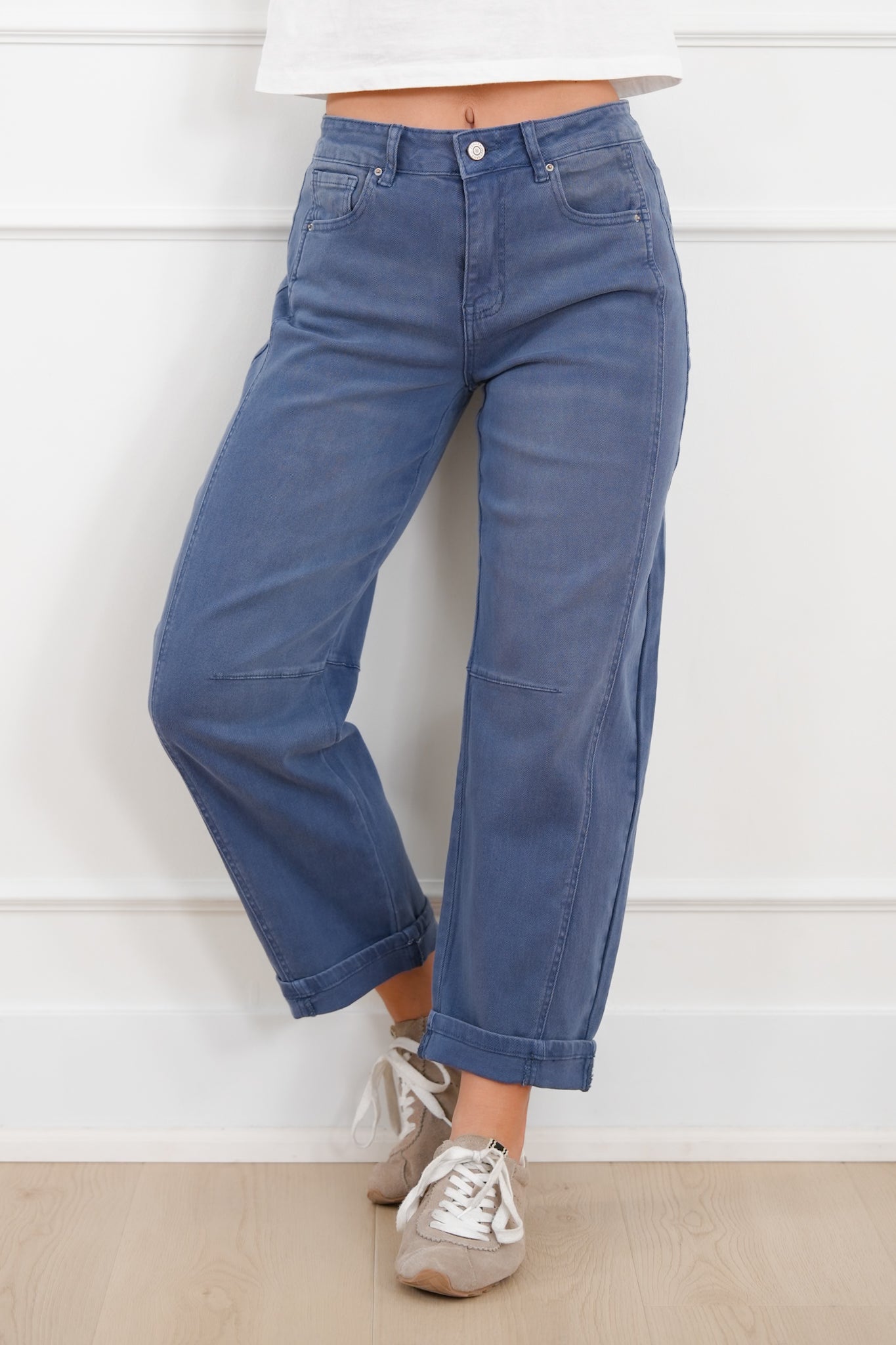 Door Buster! Zenana Barrel Leg Cropped Color Denim Pants