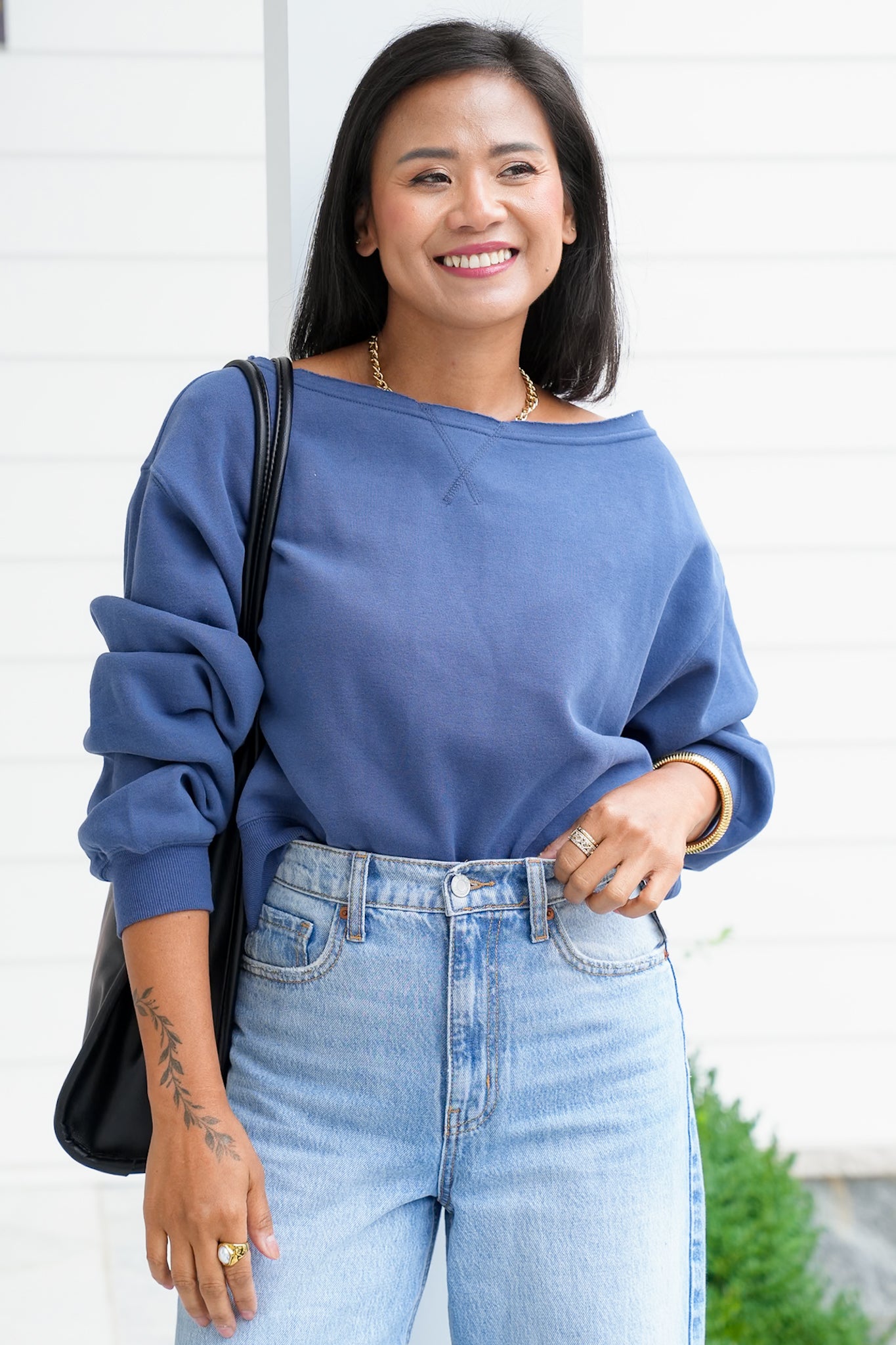 Door Buster! Solid Long Sleeve Boat Neck Sweatshirt