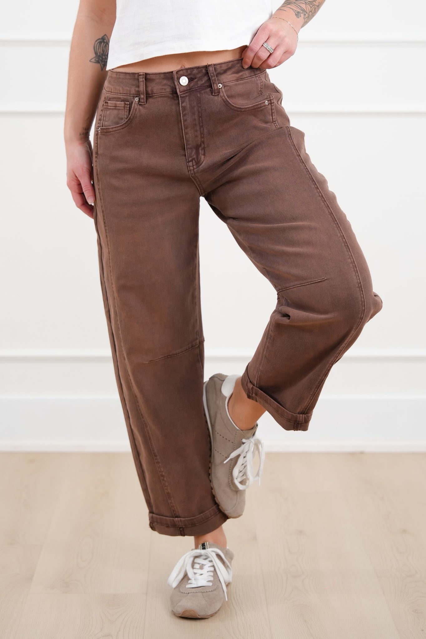 Door Buster! Zenana Barrel Leg Cropped Color Denim Pants