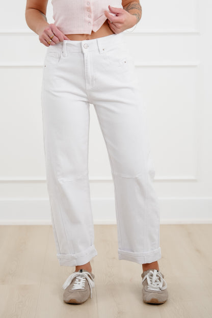 Door Buster! Zenana Barrel Leg Cropped Color Denim Pants