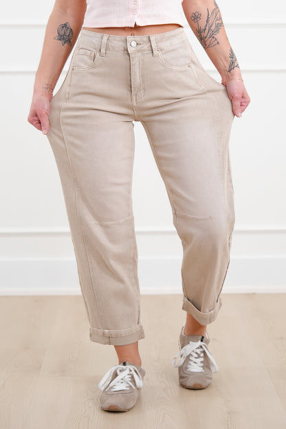 Door Buster! Zenana Barrel Leg Cropped Color Denim Pants