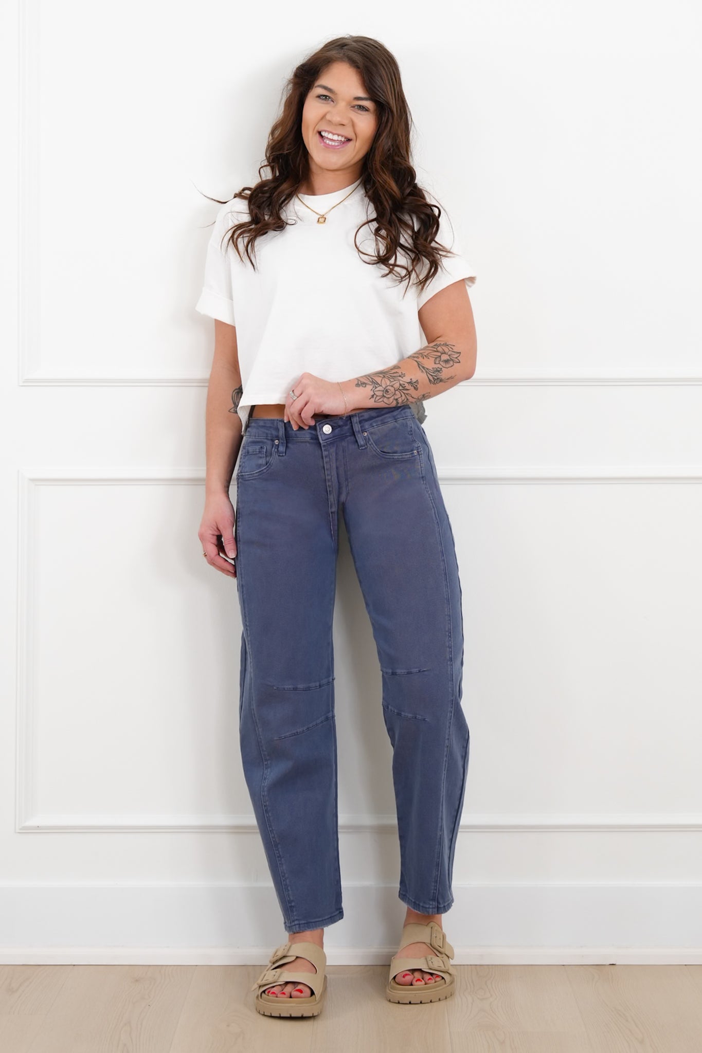 Door Buster! Zenana Barrel Leg Color Denim Pants