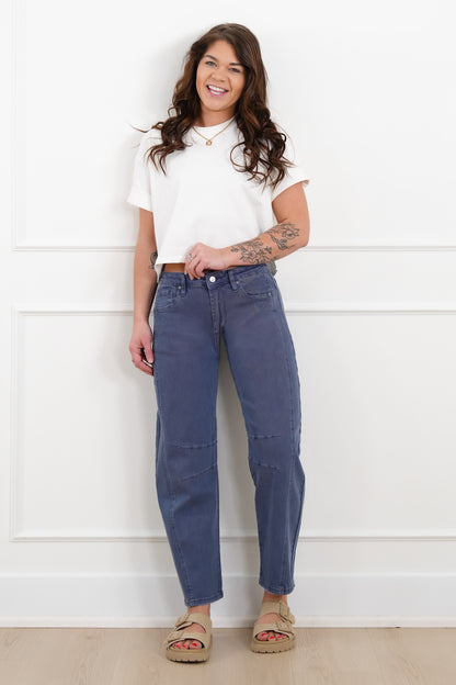 Door Buster! Zenana Barrel Leg Color Denim Pants