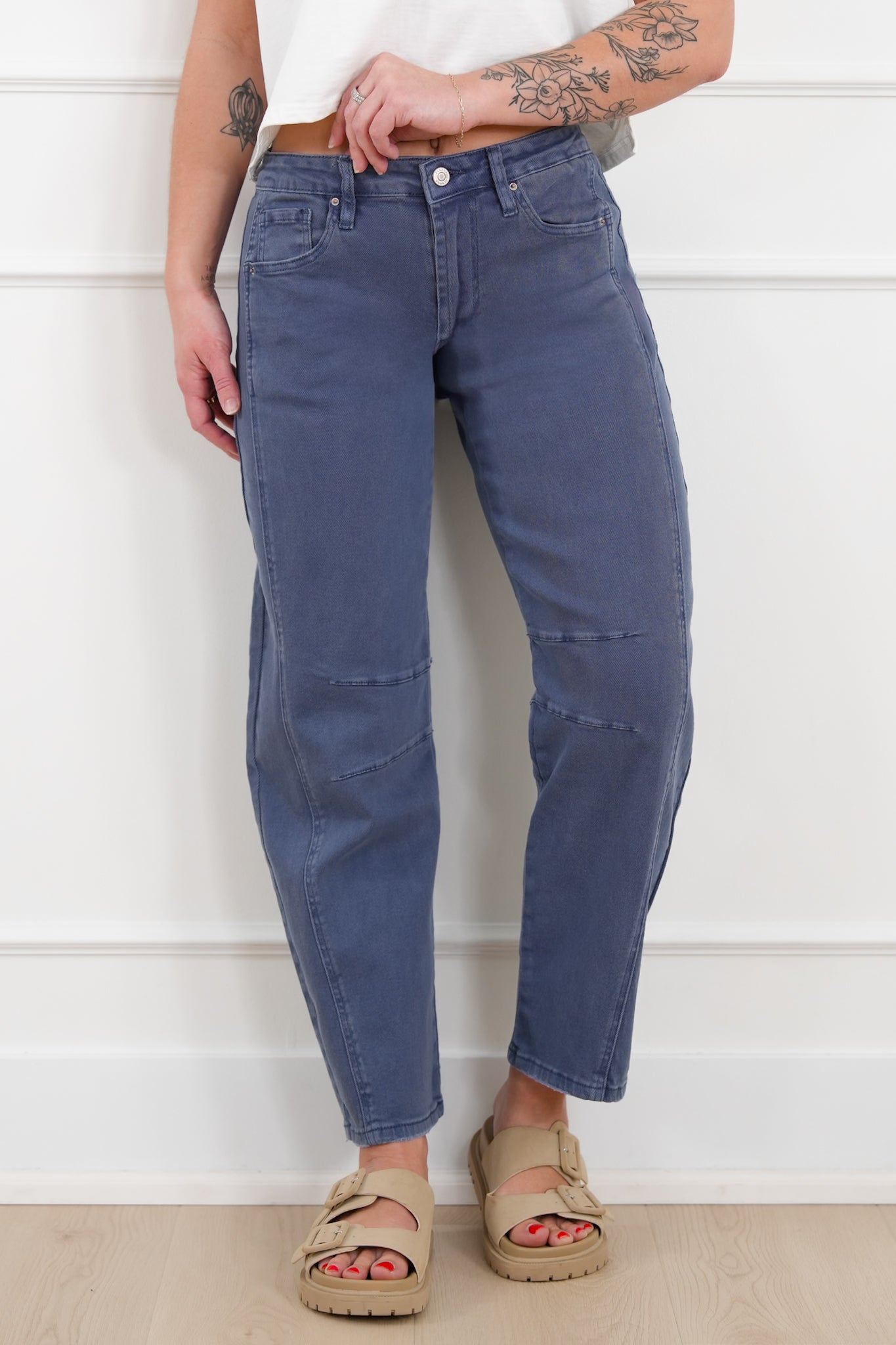 Door Buster! Zenana Barrel Leg Color Denim Pants
