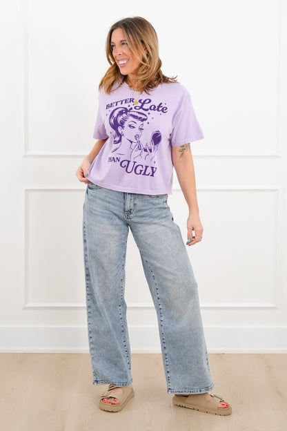 Plus/Reg Short Sleeve "Better Late Than Ugly" Graphic Tee