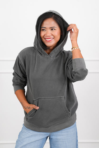Door Busters! Zenana Soft Fleece Pigment Dye Kangaroo Pocket Hoodie