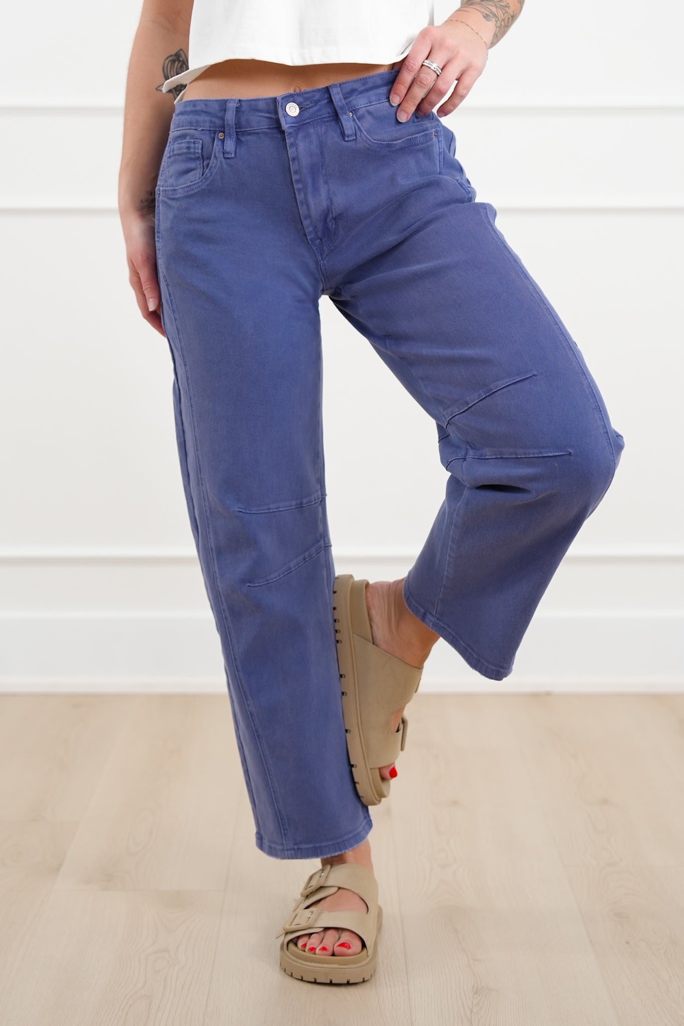 Door Buster! Zenana Barrel Leg Color Denim Pants