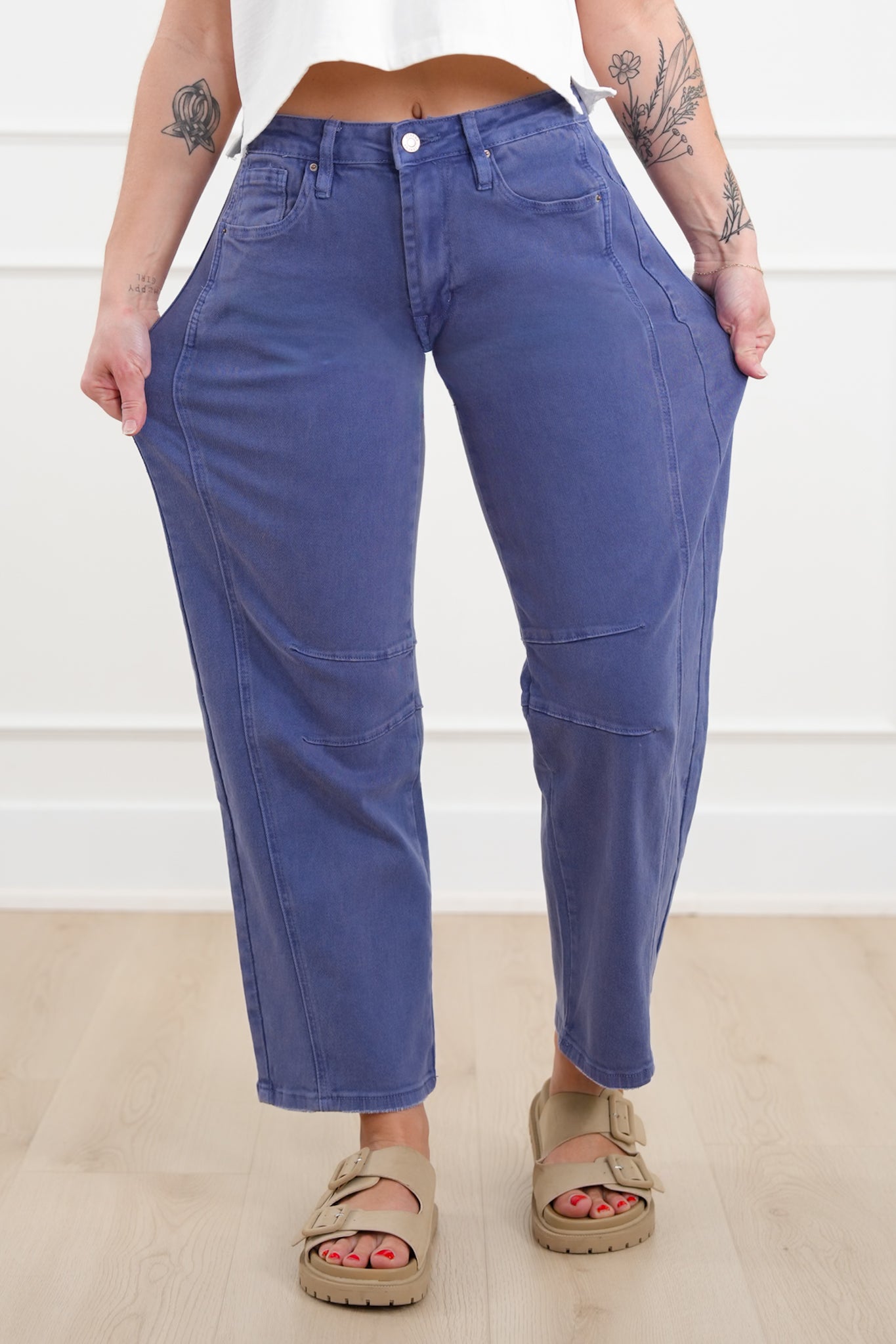 Door Buster! Zenana Barrel Leg Color Denim Pants