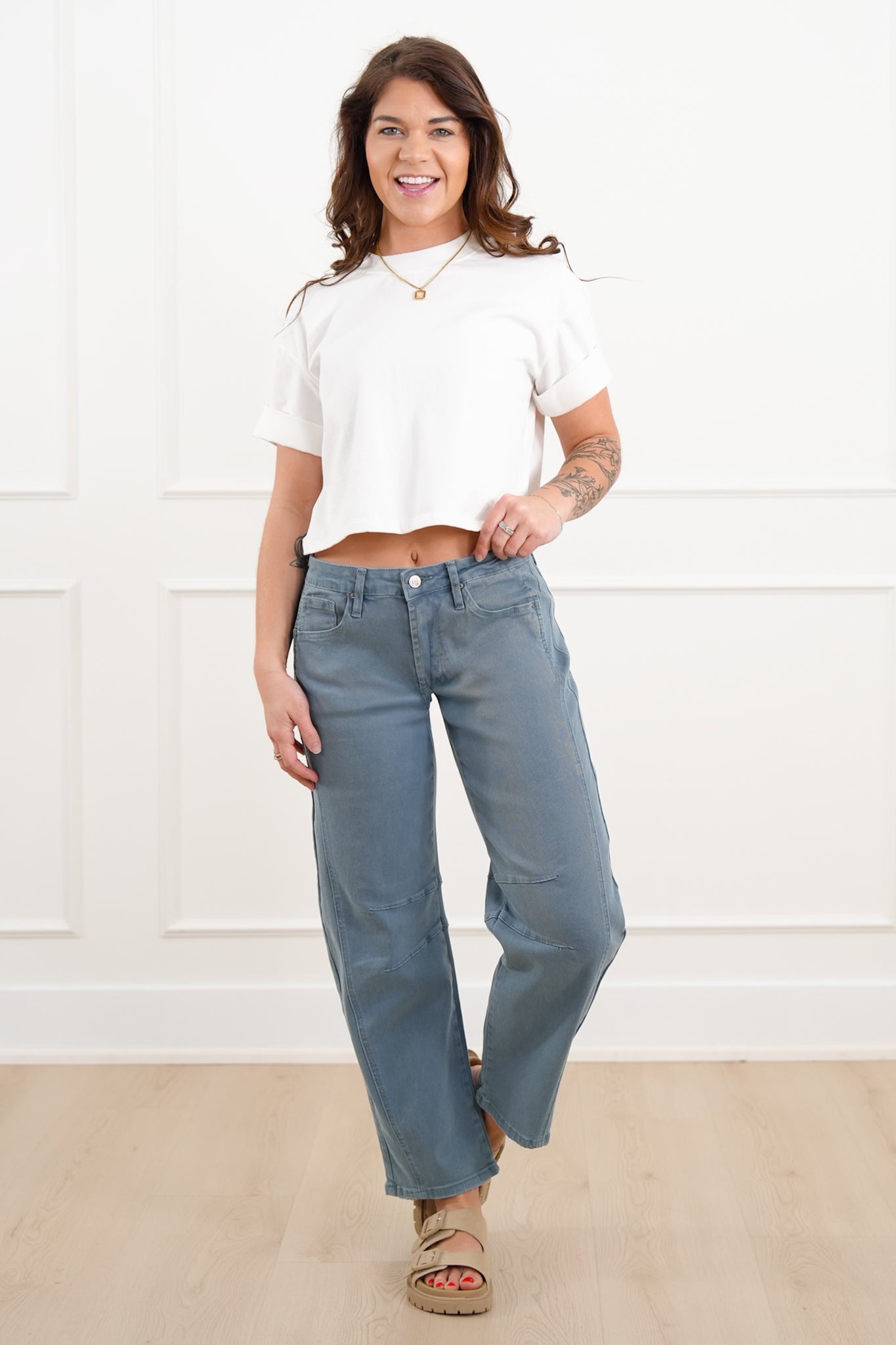 Door Buster! Zenana Barrel Leg Color Denim Pants