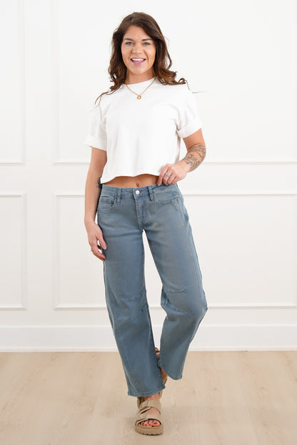 Door Buster! Zenana Barrel Leg Color Denim Pants