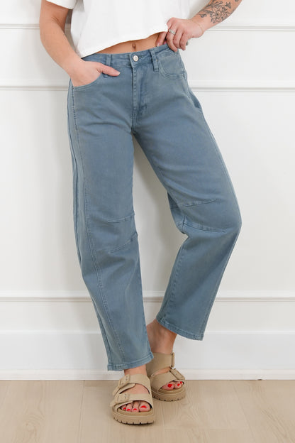 Door Buster! Zenana Barrel Leg Color Denim Pants