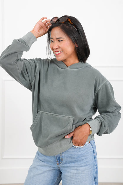 Door Busters! Zenana Soft Fleece Pigment Dye Kangaroo Pocket Hoodie