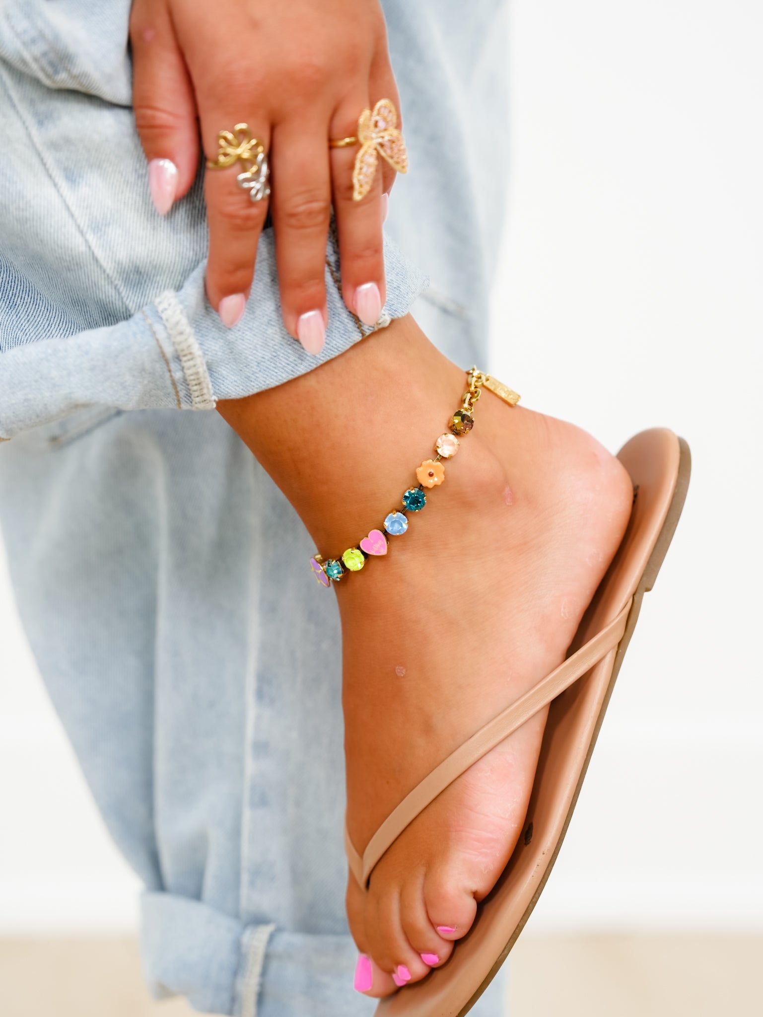 TOVA Bettina Crystal Anklet In Fairy - Freckled Poppy