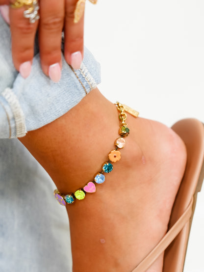 TOVA Bettina Crystal Anklet In Fairy - Freckled Poppy