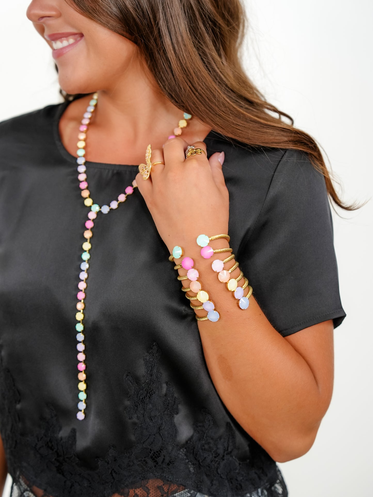 TOVA Mini LA Crystal Drop Necklace - Freckled Poppy