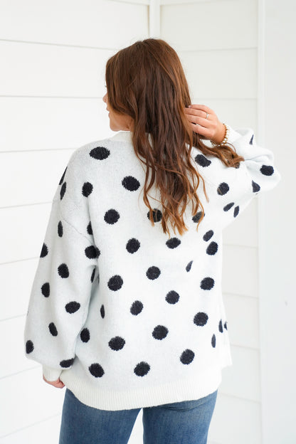 Polka Dot Long Sleeve Button Down Cardigan