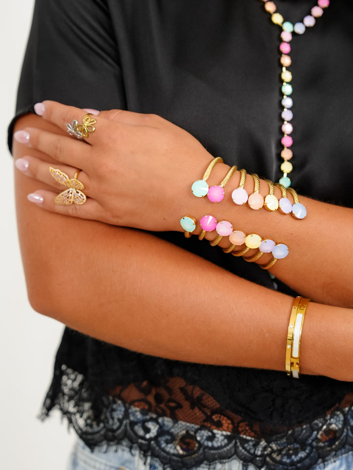 TOVA Charlotte Gold Plated Round Crystal Cuff - Freckled Poppy