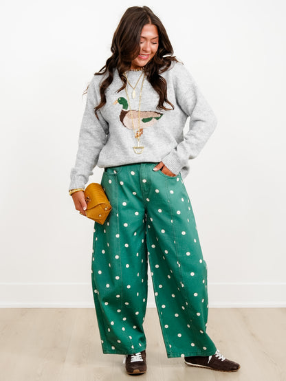Duck Motif Long Sleeve Pullover Sweater