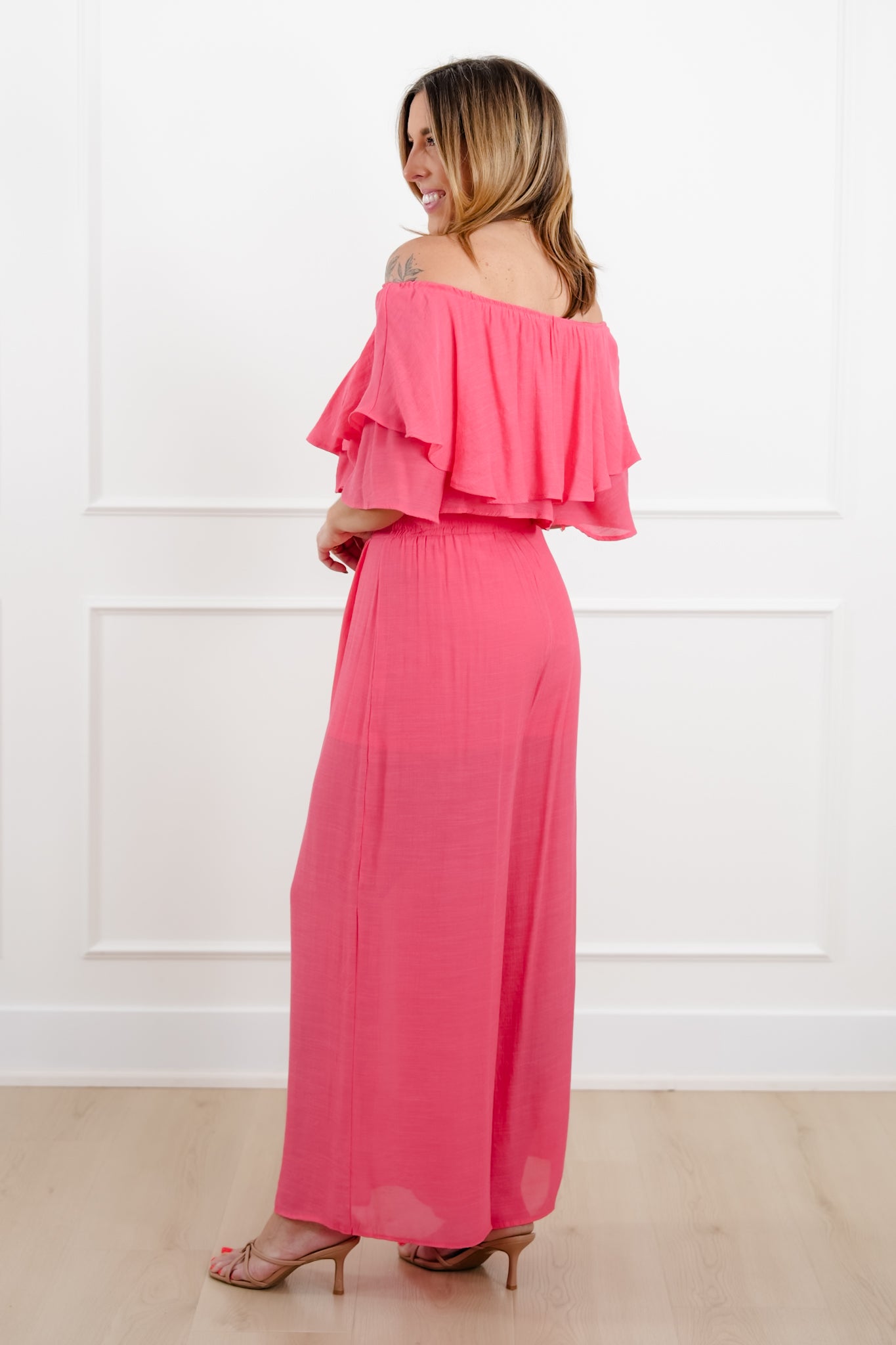 Off Shoulder Ruffle Top and Pant Set