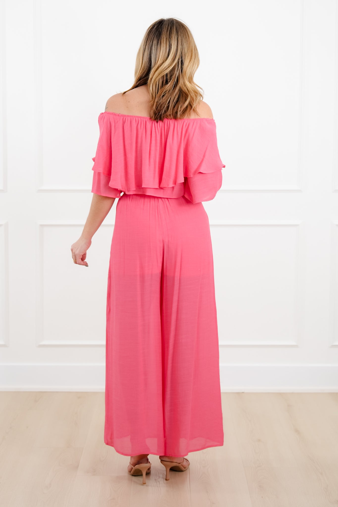 Off Shoulder Ruffle Top and Pant Set