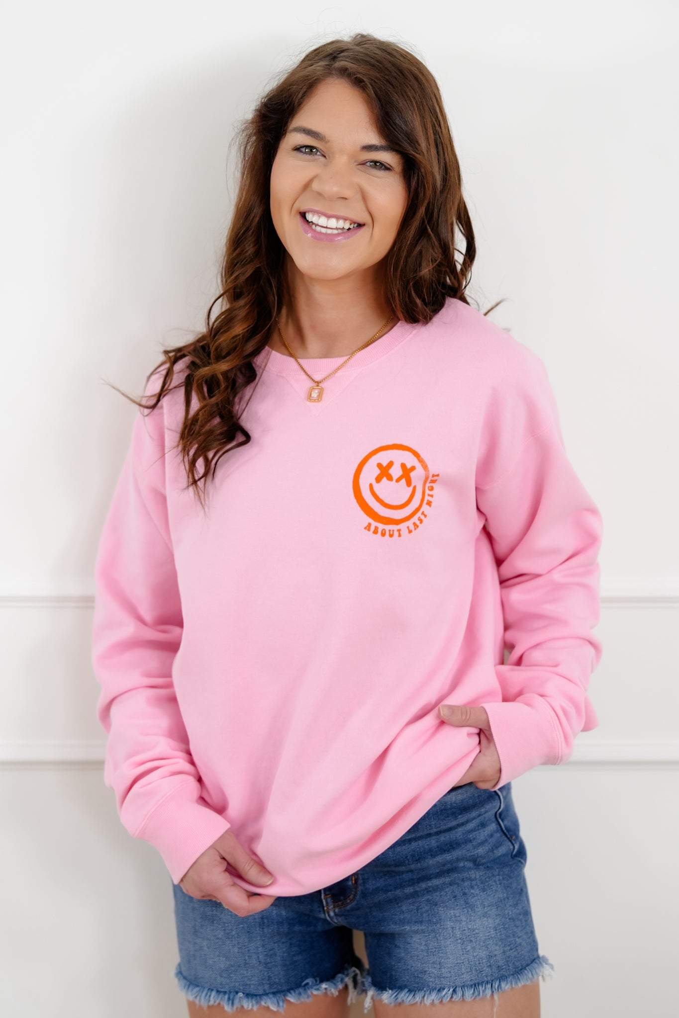 Plus/Reg Long Sleeve "Catch Flights Not Feelings" Graphic Sweatshirt