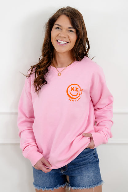 Plus/Reg Long Sleeve "Catch Flights Not Feelings" Graphic Sweatshirt