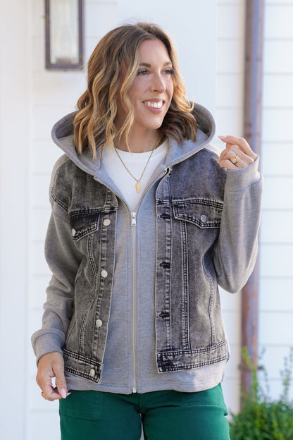 Long Sleeve Layered Hooded Jacket