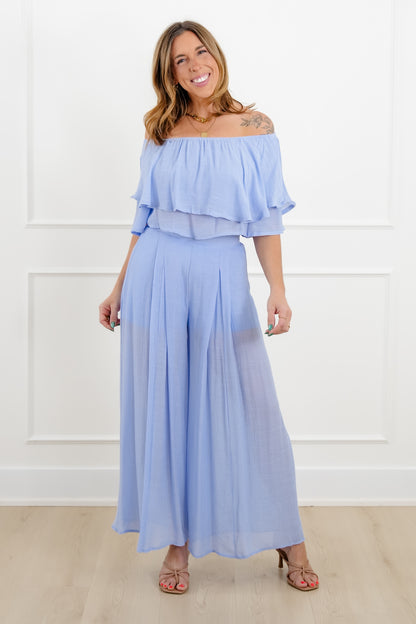 Off Shoulder Ruffle Top and Pant Set