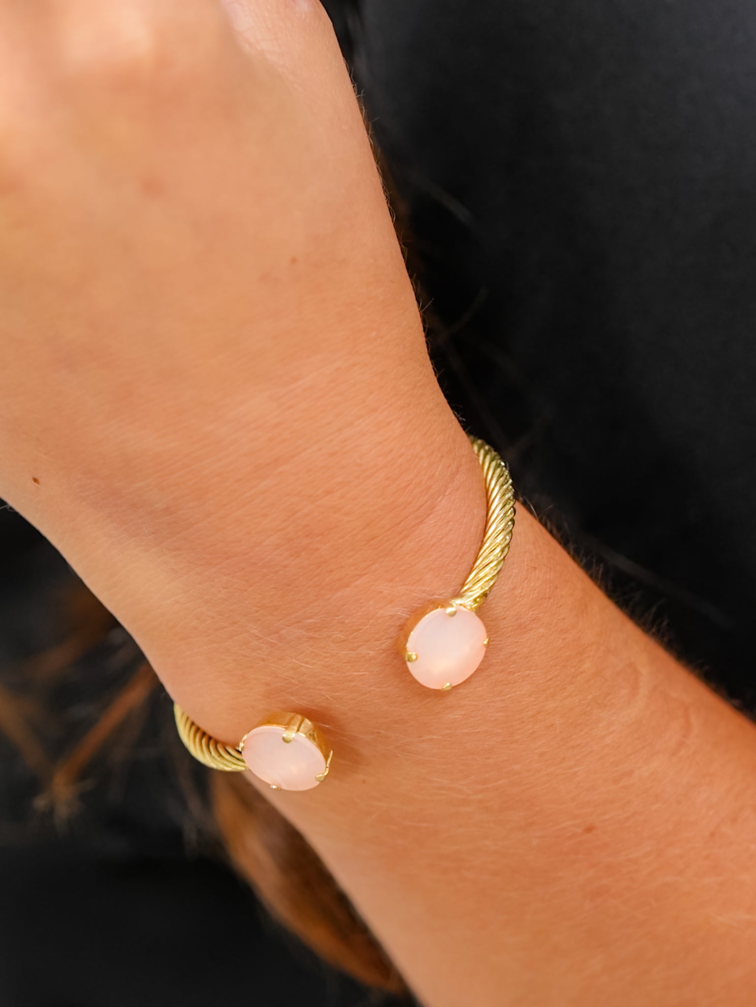 TOVA Charlotte Gold Plated Round Crystal Cuff - Freckled Poppy