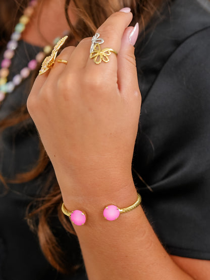 TOVA Charlotte Gold Plated Round Crystal Cuff - Freckled Poppy