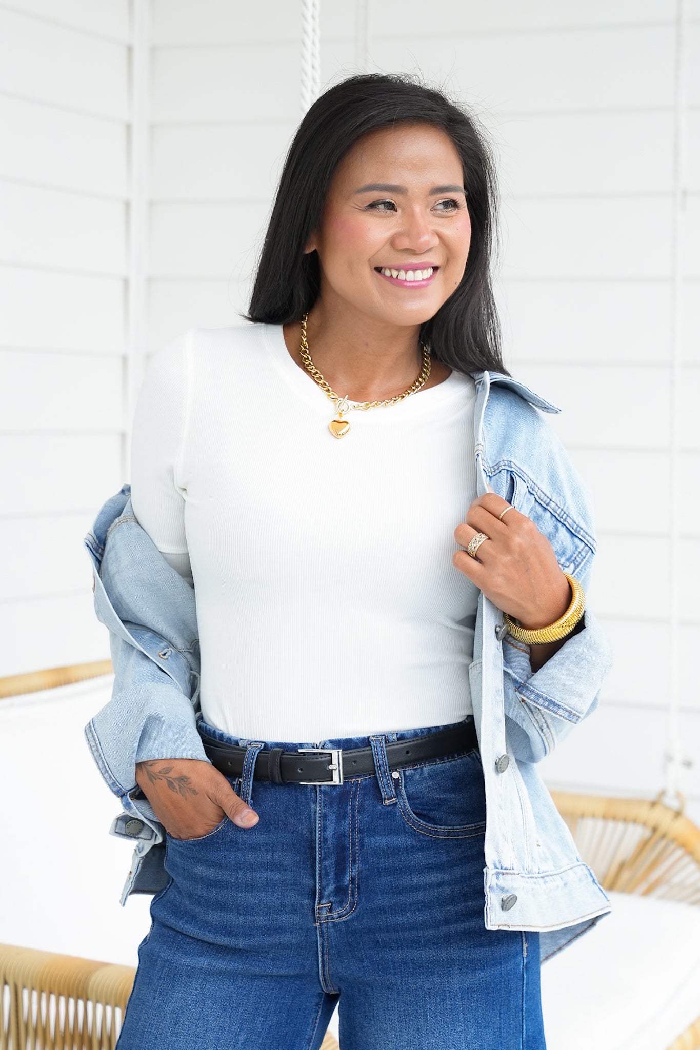 Mini Ribbed Long Sleeve Top with Thumb Hole Detail