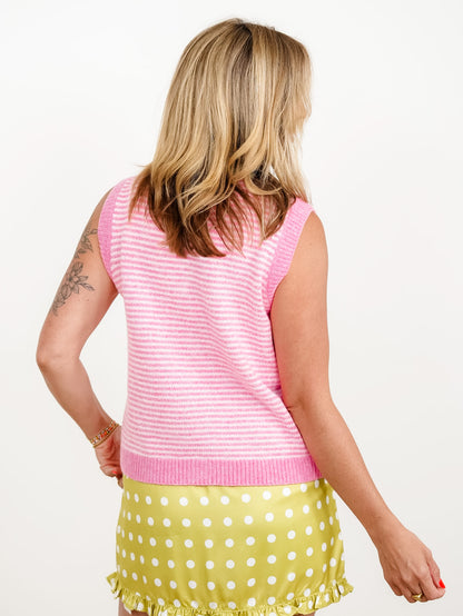 Stripe Color Block Sleeveless Sweater Vest