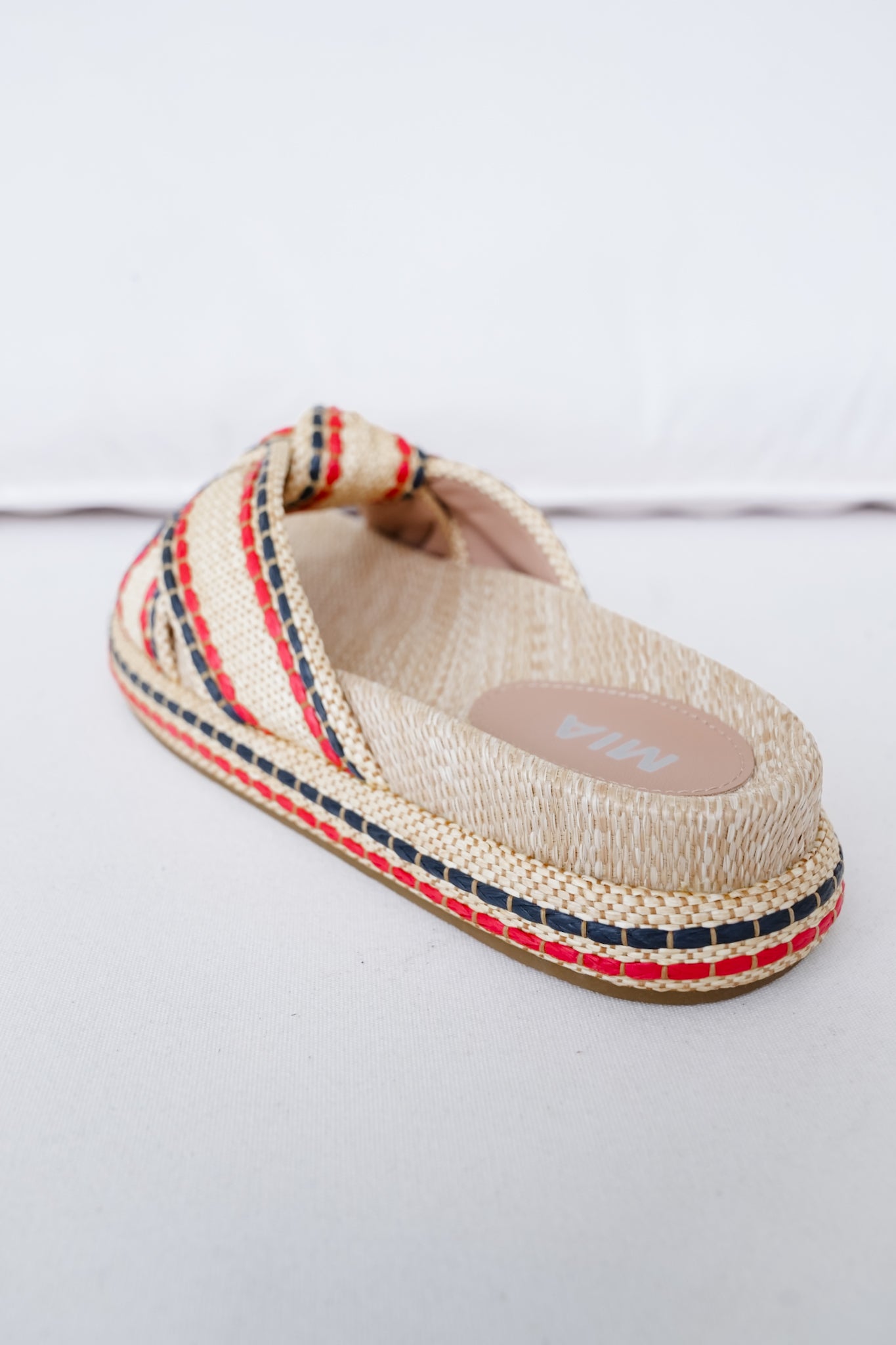 MIA Woven Platform Slide Sandals with Braided Cross-Strap Detail