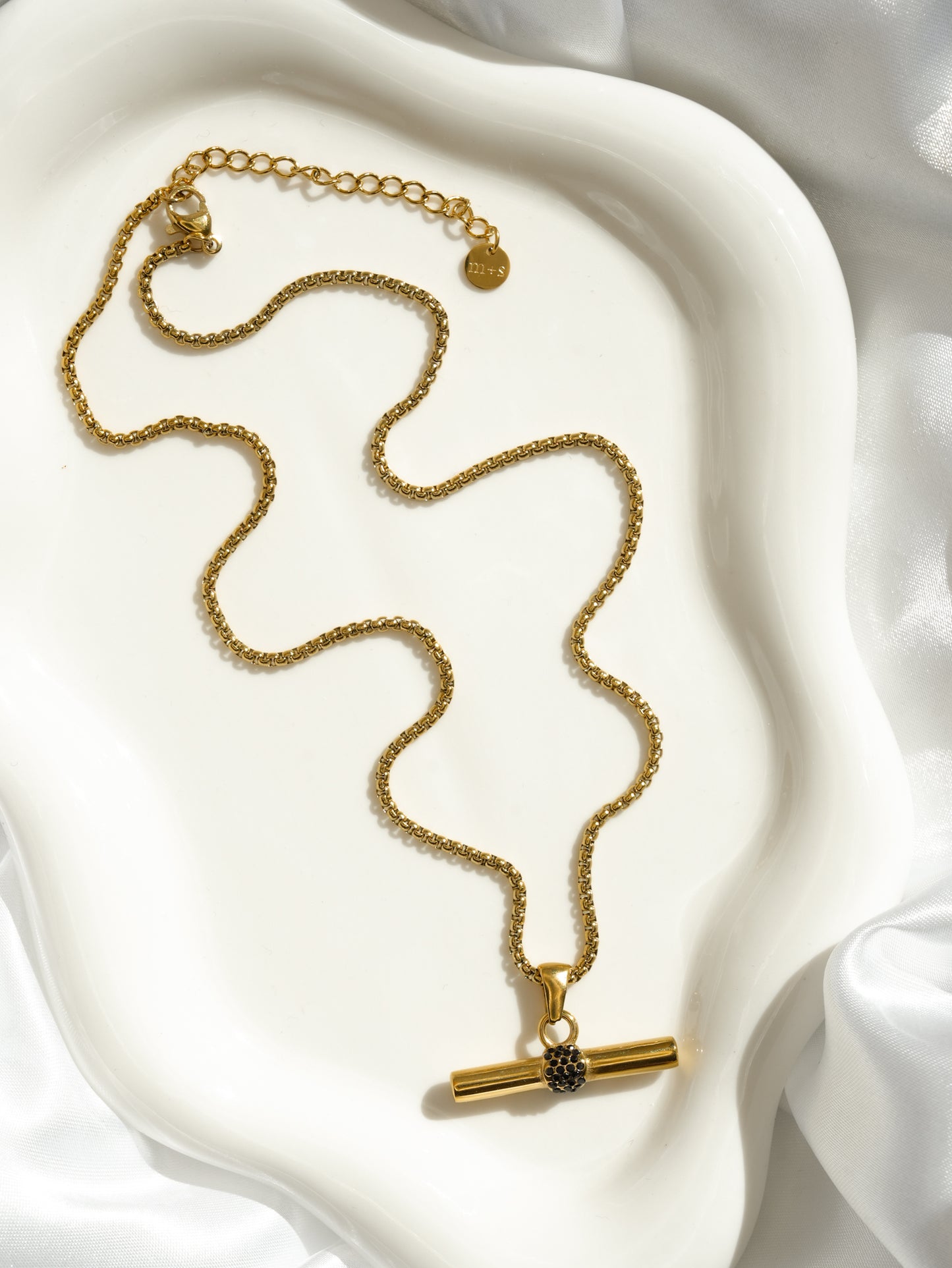 Mila + Stevie Chelsea Black Bar Necklace