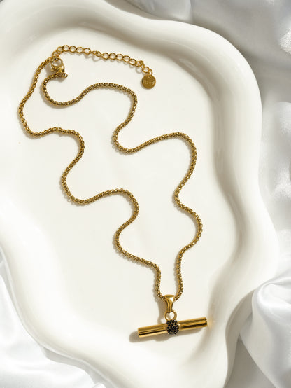 Mila + Stevie Chelsea Black Bar Necklace