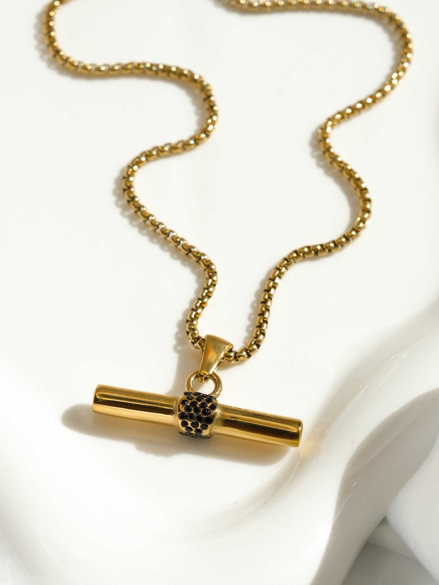 Mila + Stevie Chelsea Black Bar Necklace