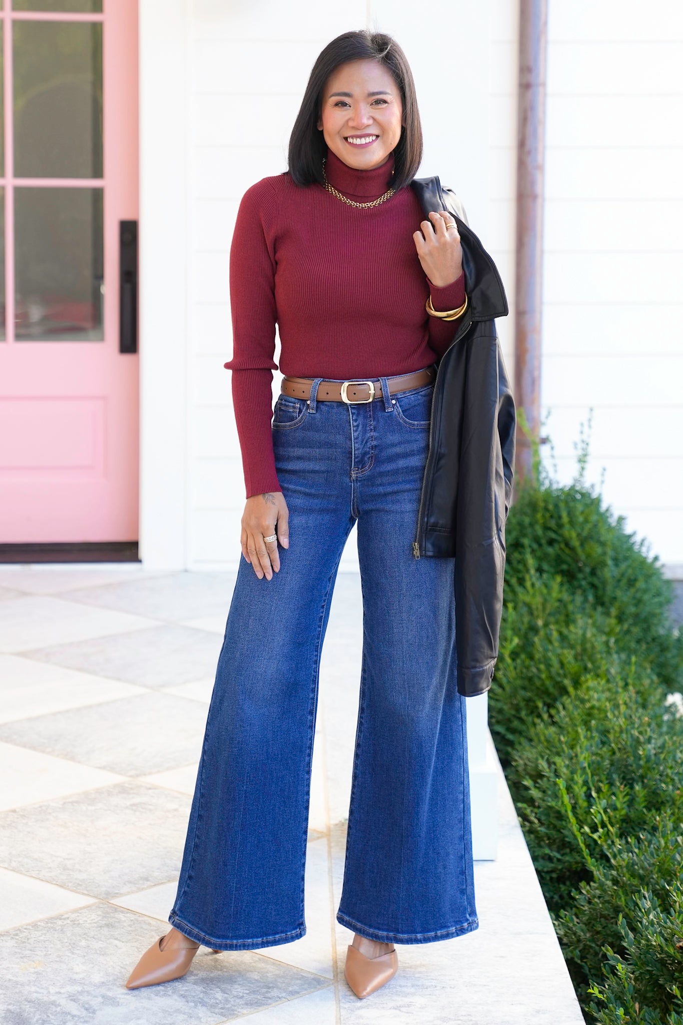 Ribbed Long Sleeve Turtleneck Sweater Top