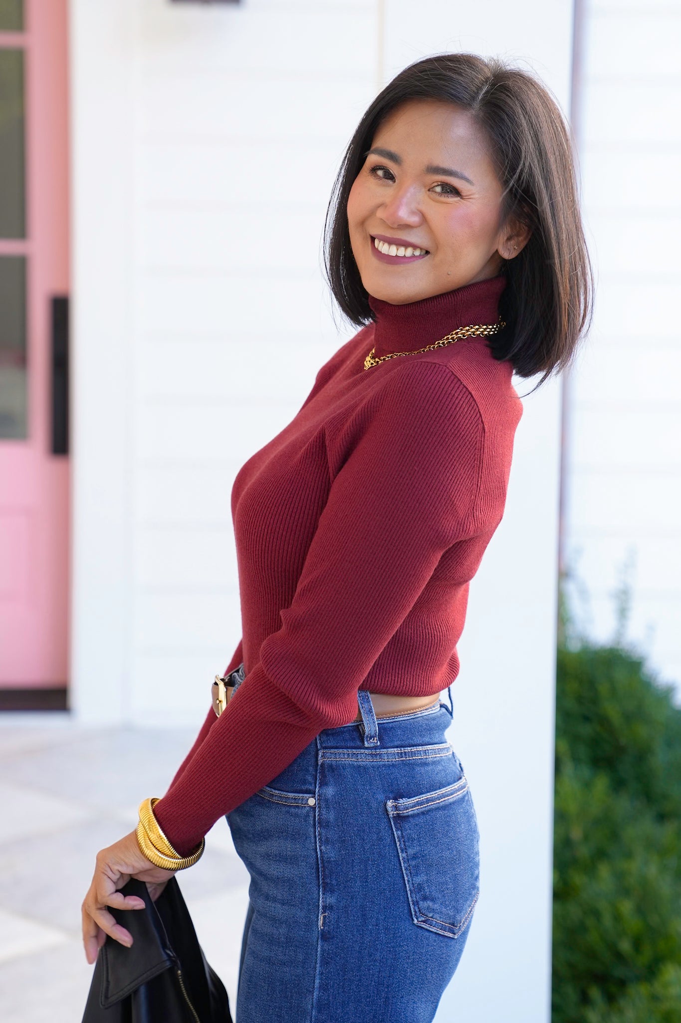 Ribbed Long Sleeve Turtleneck Sweater Top
