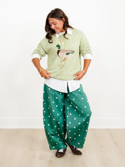 Duck Motif Long Sleeve Pullover Sweater