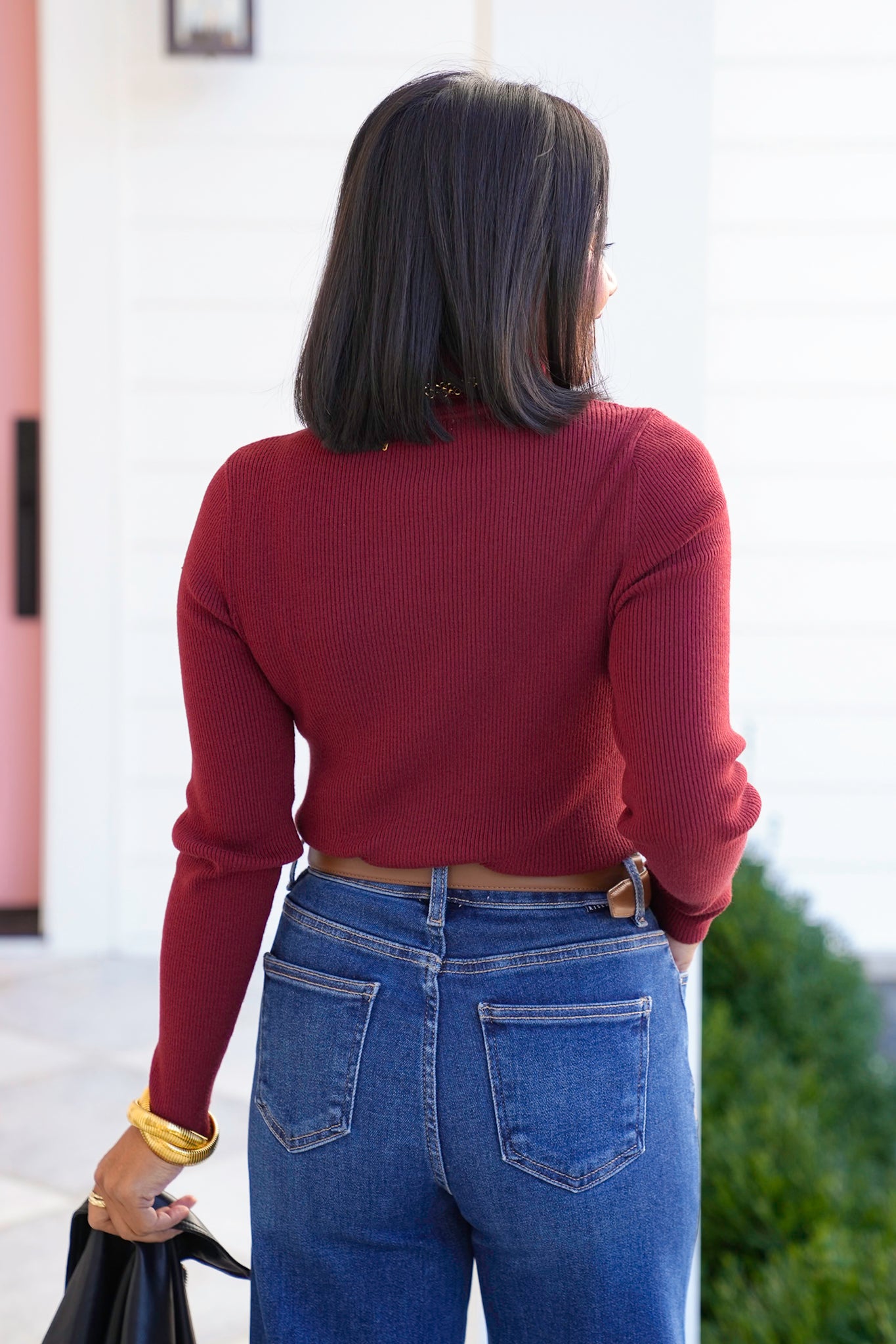 Ribbed Long Sleeve Turtleneck Sweater Top