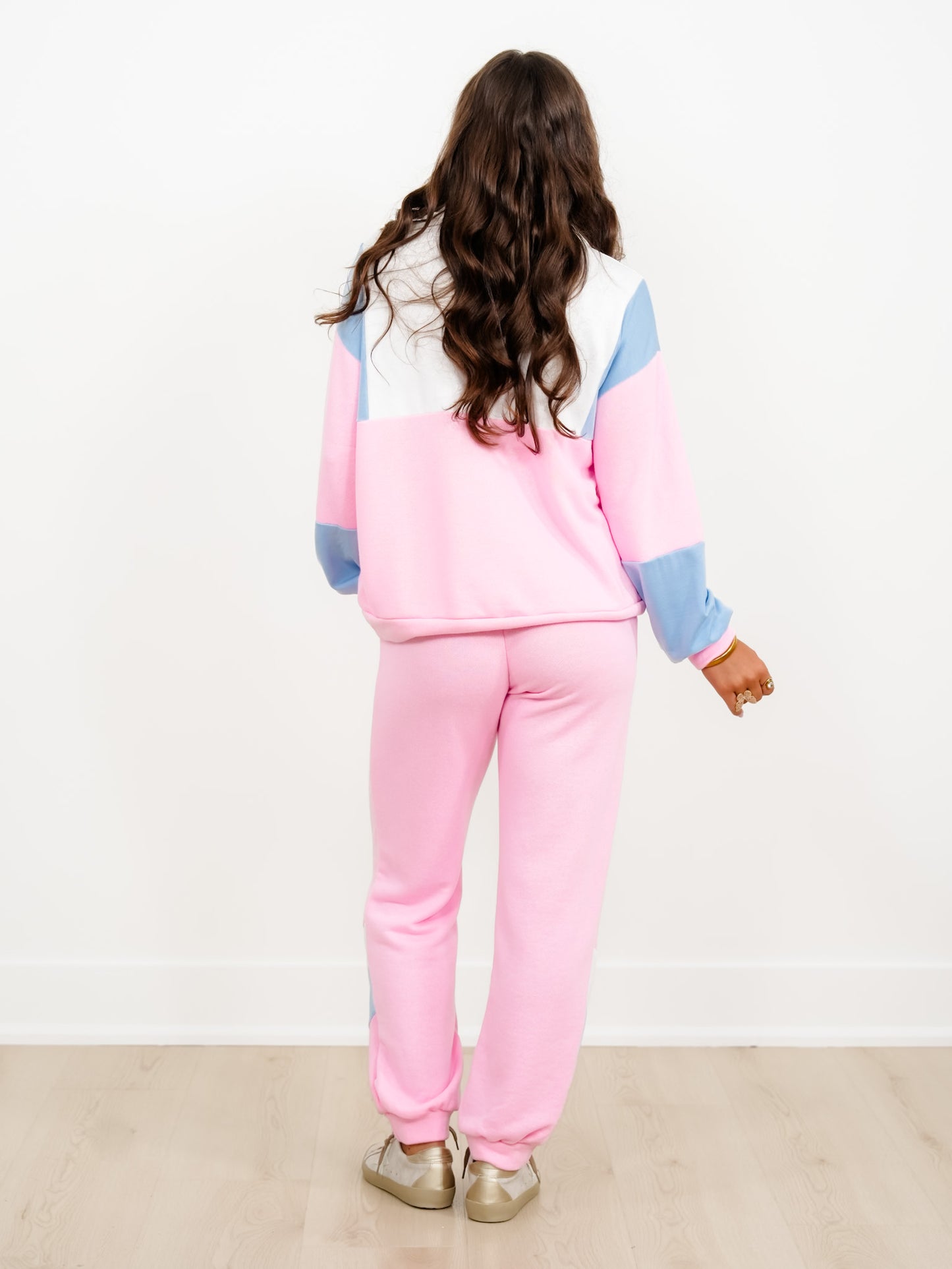 Plus/Reg Color Block Long Sleeve Pullover and Sweatpants Set