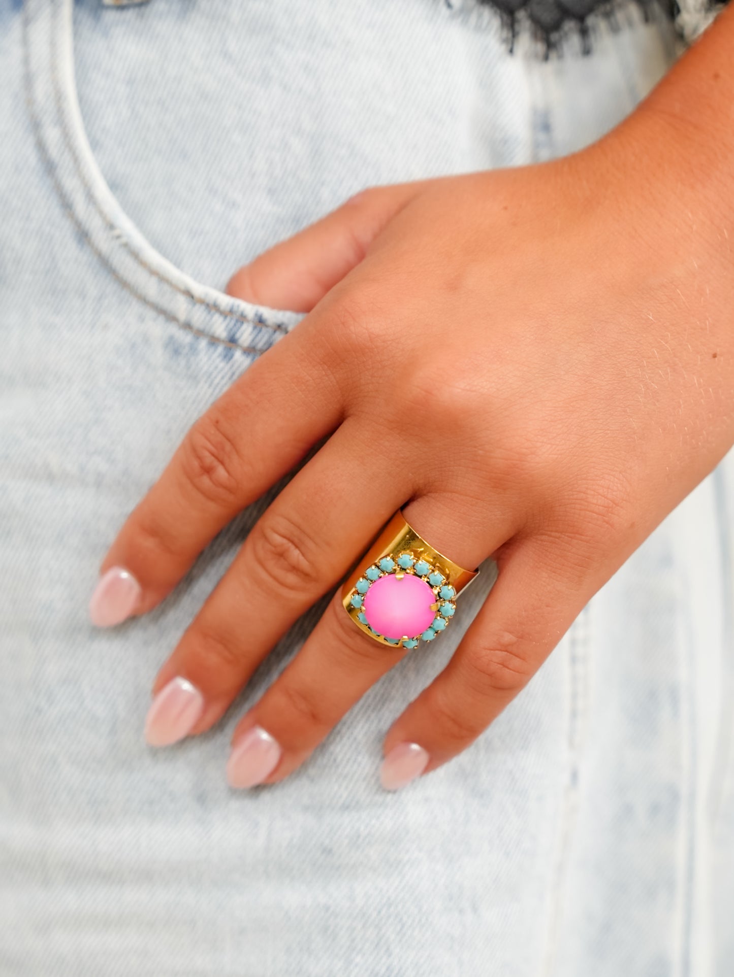 TOVA Jacci Gold Plated Crystal Ring