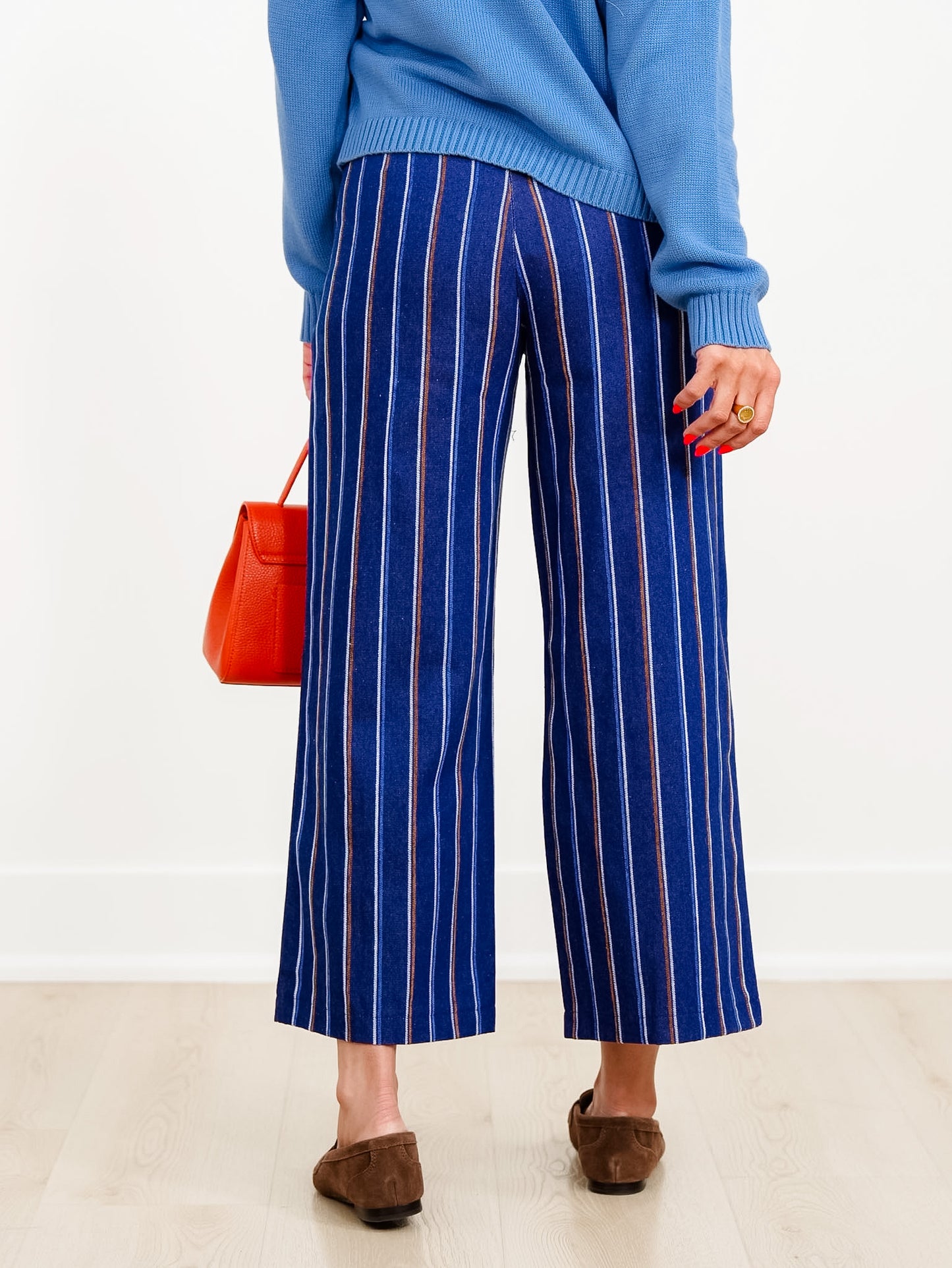 Multi Stripe Print High Waist Wide Leg Pants